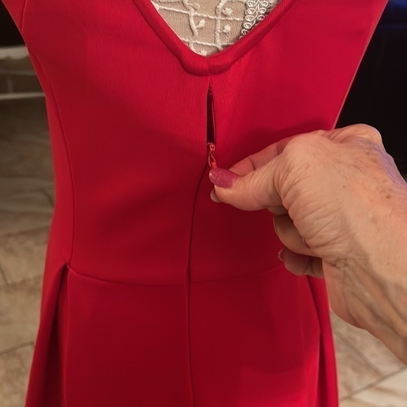 Nwot red dress with black lace trim on the bottom - Picture 12 of 16
